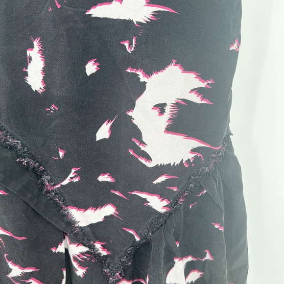 Proenza Schouler Watercolor Abstract Printed Luxury Silk Mini Dress Size 0 Black - Picture 3 of 11